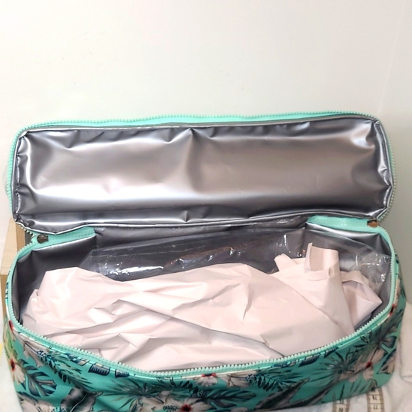 No Boundaries Aqua Verde Hawaiian Beach Zip Insulated Bottom Large Tote Bag NWT - Picture 5 of 17